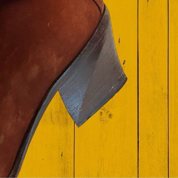 Vintage 90s Via Spiga suede wooden heel pointed toe shoes western style - Picture 8 of 13